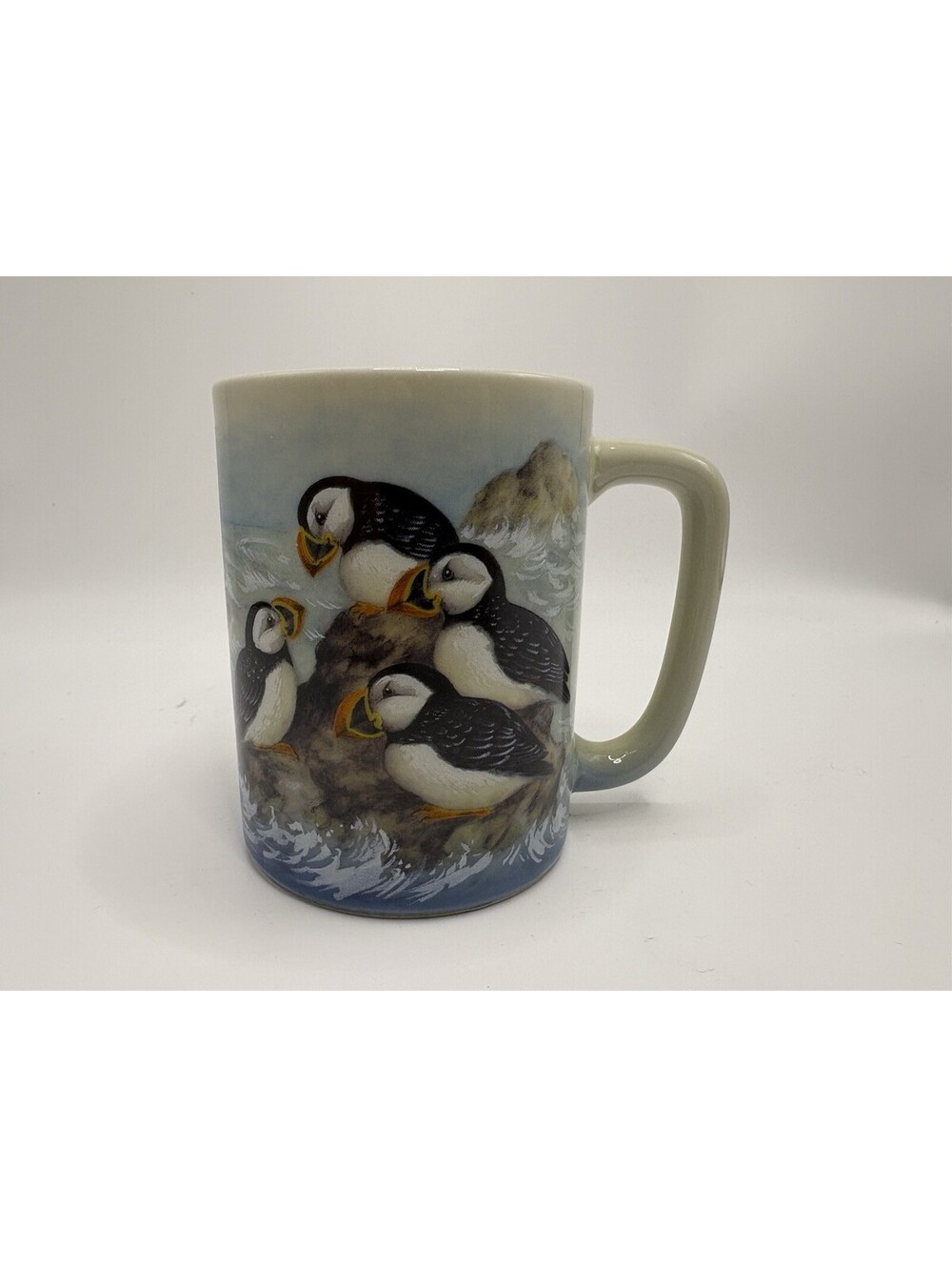 Vtg Otagiri Japan Seaside Puffin Birds Coffee Tea Mug Wildlife Art